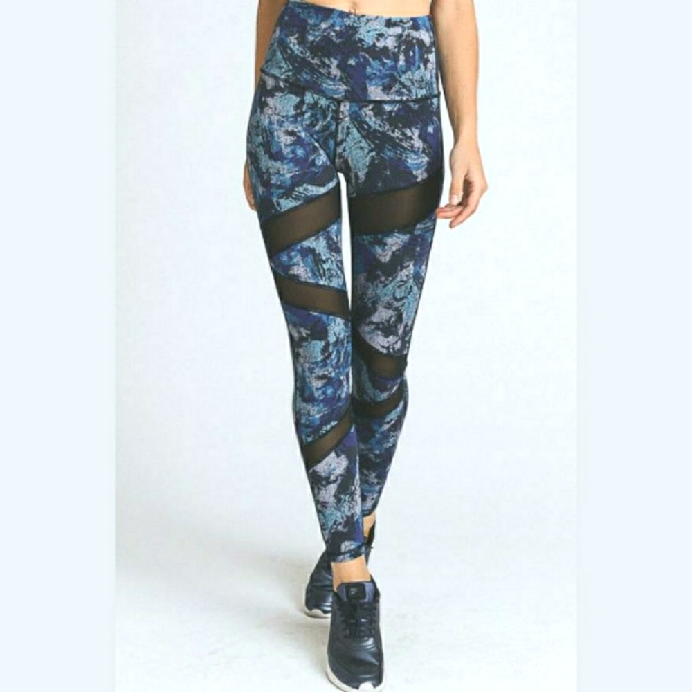 New MONO B High Waist Mesh Swirl  Yoga Workout Leggings size M